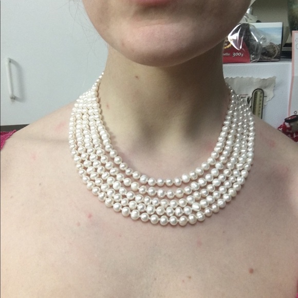 Genuine Freshwater cultured Pearl 5strand necklace - Picture 9 of 11